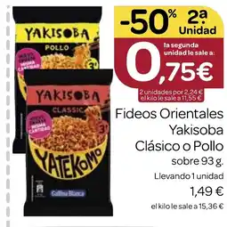 Supermercados El Jamón Fideos Orientales Yakisoba Clásico o Pollo oferta