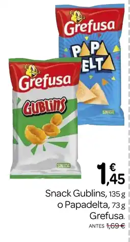 Supermercados El Jamón GREFUSA Snack Gublins o Papadelta oferta