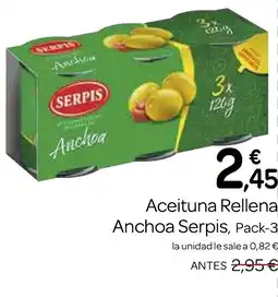 Supermercados El Jamón SERPIS Aceituna Rellena Anchoa oferta
