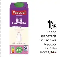 Supermercados El Jamón PASCUAL Leche Desnatada Sin Lactosa oferta