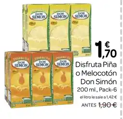 Supermercados El Jamón DON SIMÓN Disfruta Piña o Melocotón oferta