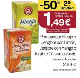 Supermercados El Jamón Pompadour Hinojo o Jengibre con Limón, Jenjibre con Mango o Jengibre Curcuma oferta