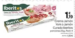 Supermercados El Jamón IBERITOS Crema Jamón York o Jamón Curado oferta