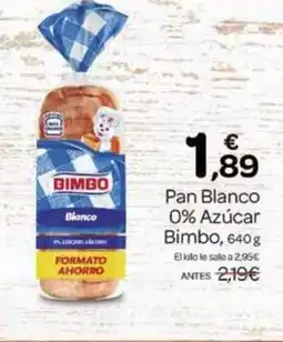 Supermercados El Jamón BIMBO Pan Blanco 0% Azúcar oferta