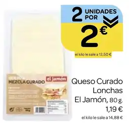 Supermercados El Jamón EL JAMÓN Queso Curado Lonchas oferta