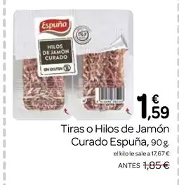 Supermercados El Jamón ESPUÑA Tiras o Hilos de Jamón Curado oferta
