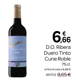 Supermercados El Jamón D.O. Ribera Duero Tinto Cune Roble oferta