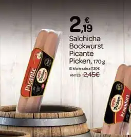 Supermercados El Jamón Salchicha Bockwurst Picante Picken oferta