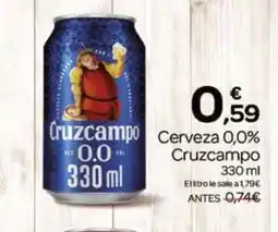 Supermercados El Jamón CRUZCAMPO Cerveza 0,0% oferta