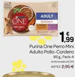Supermercados El Jamón PURINA ONE Perro Mini Adulto Pollo-Cordero oferta