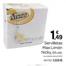 Supermercados El Jamón NICKY Servilletas Maxi Limón oferta