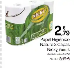 Supermercados El Jamón NICKY Papel Higiénico Nature 3 Capas oferta