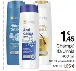 Supermercados El Jamón IFA UNNIA Champú oferta