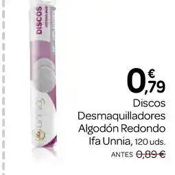 Supermercados El Jamón IFA UNNIA Discos Desmaquilladores Algodón Redondo oferta