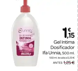 Supermercados El Jamón IFA UNNIA Gel Intima Dosificador oferta