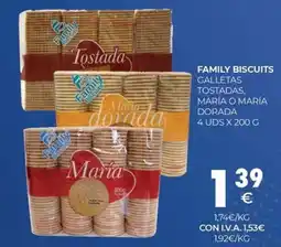 CashDiplo FAMILY BISCUITS Galletas tostadas, maría o maría dorada oferta