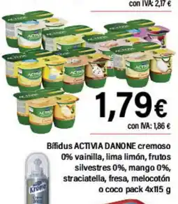 Cash Ifa CTIVIA DANONE cremoso 0% vainilla, lima limón, frutos silvestres 0%, mango 0%, straciatella, fresa, melocotón o coco oferta