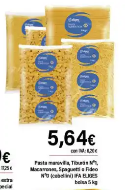 Cash Ifa IFA ELIGES Pasta maravilla, Tiburón Nº1, Macarrones, Spaguetti o Fideo N°O (cabellini) oferta