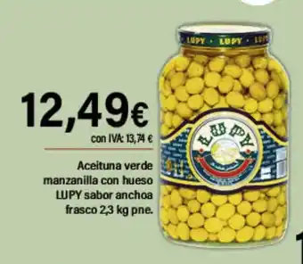 Cash Ifa LUPY Aceituna verde manzanilla con hueso sabor anchoa oferta