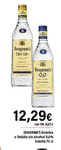 Cash Ifa SEAGRAM'S Ginebra o Bebida sin alcohol 0,0% oferta