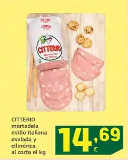 HiperDino CITTERIO mortadela estilo italiana ovalada y cilindrica oferta
