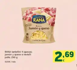 HiperDino RANA tortellini 4 quesos, jamón y queso o raviolli pollo oferta