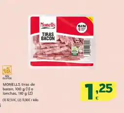 HiperDino MONELLS tiras de bacon o lonchas oferta