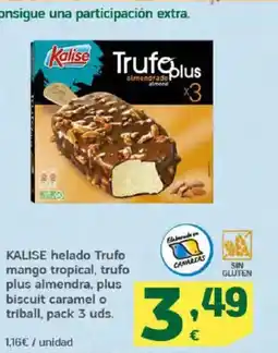 HiperDino KALISE helado Trufo mango tropical, trufo plus almendra, plus biscuit caramel o triball oferta