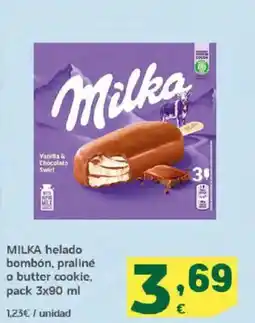 HiperDino MILKA helado bombón, praliné o butter cookie oferta