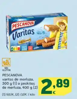 HiperDino PESCANOVA varitas de merluza o peskitos de merluza oferta