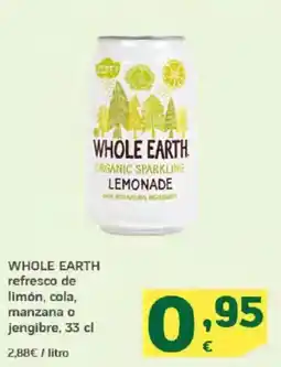 HiperDino WHOLE EARTH refresco de limón, cola, manzana o jengibre oferta