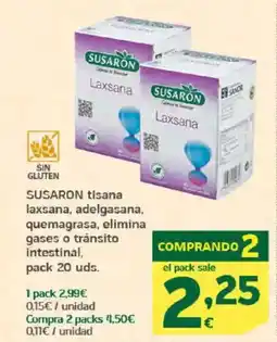 HiperDino SUSARON tisana laxsana, adelgasana, quemagrasa, elimina gases o tránsito intestinal, oferta