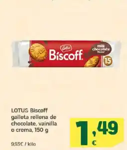 HiperDino LOTUS Biscoff galleta rellena de chocolate, vainilla o crema oferta