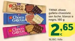 HiperDino TIRMA choco galleta chocolate con leche, blanco o negro oferta