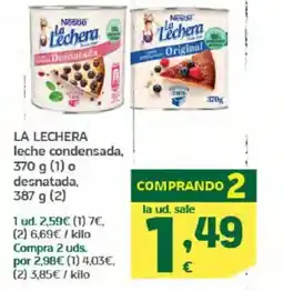 HiperDino LA LECHERA leche condensada o desnatada oferta