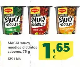 HiperDino MAGGI saucy noodles distintos sabores oferta