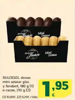 HiperDino DULCESOL donas mini azúcar glas y fondant o cacao oferta