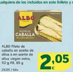 HiperDino ALBO filete de caballa en aceite de oliva o en aceite de oliva virgen extra oferta
