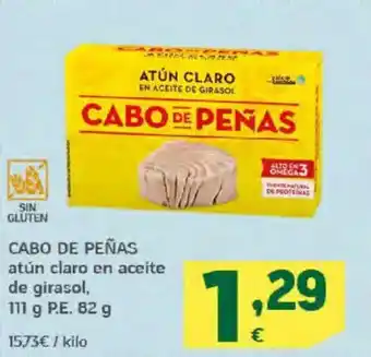 HiperDino CABO DE PEÑAS atún claro en aceite de girasol oferta