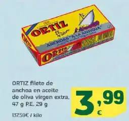 HiperDino ORTIZ filete de anchoa en aceite de oliva virgen extra oferta