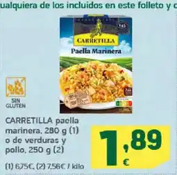 HiperDino CARRETILLA paella marinera, o de verduras y pollo oferta
