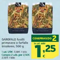 HiperDino GAROFALO fusilli primavera o farfalle tricolores oferta