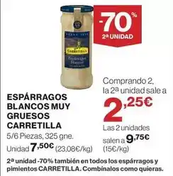 Hipercor Carretilla - esparragos blancos muy gruesos oferta