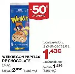Hipercor Nestlé - weikis con pepitas de chocolate oferta