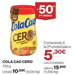 Hipercor Cola cao - cero oferta