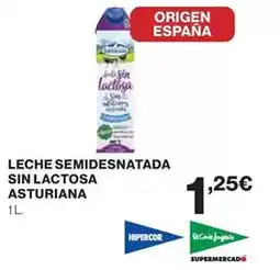 Hipercor La asturiana - leche semidesnatada sin lactosa oferta