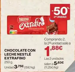 Hipercor Nestlé - chocolate con leche extrafino oferta