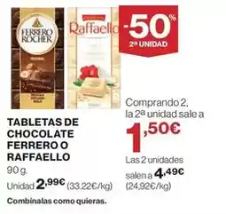 Hipercor Ferrero rocher - tabletas de chocolate oferta