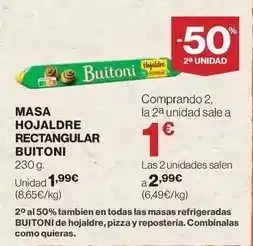 Hipercor Buitoni - masa hojaldre rectangular oferta