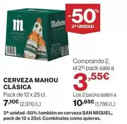 Hipercor Mahou - cerveza clasica oferta